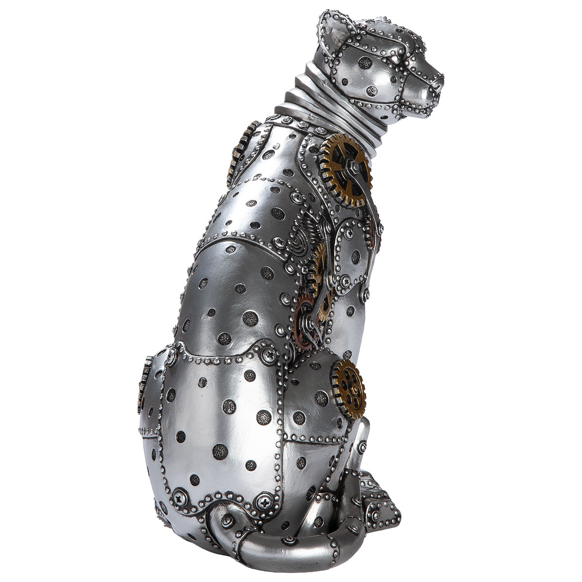 Figur – Kunstharz Material, Leopard Design, Silberfarbene Akzente - Steampunk Leopard | Gilde