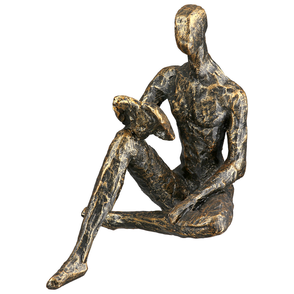 Skulptur – Alte Oberfläche, Bronzefarbene Gestaltung, Lesende Person, 14 cm - Reading | Gilde