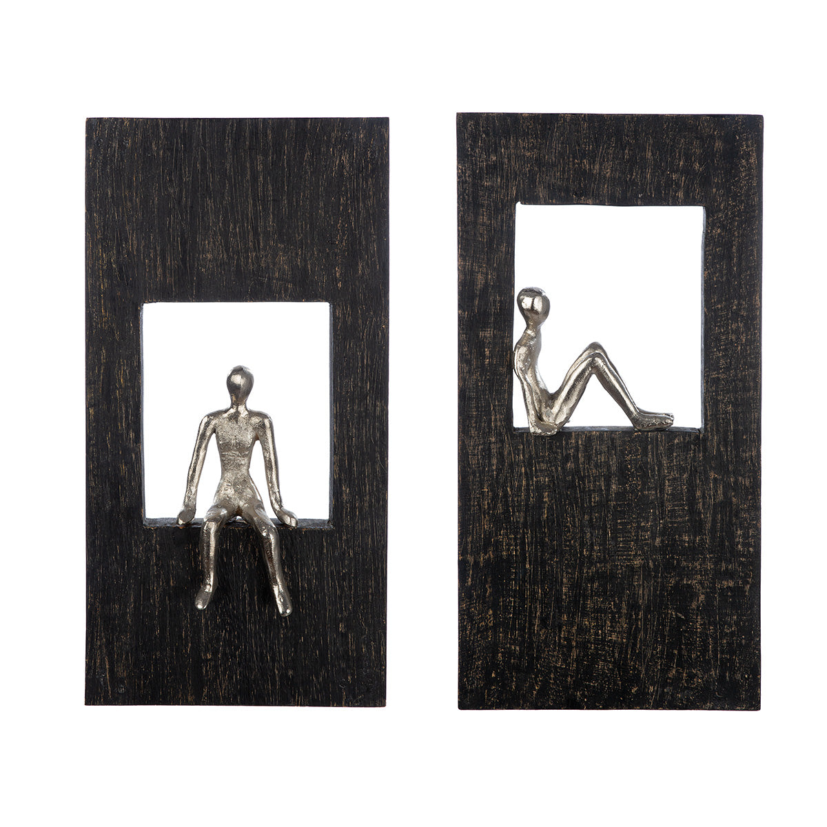 Wandobjekt – Mangoholz Material, Antik Finish, Silhouetten Design - Sitting | Gilde