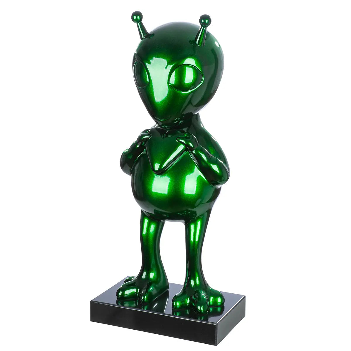 Skulptur – Grüner Marmorglanz, Schwarzer Akzent, Edle Basis, 68 cm - Allen | Gilde