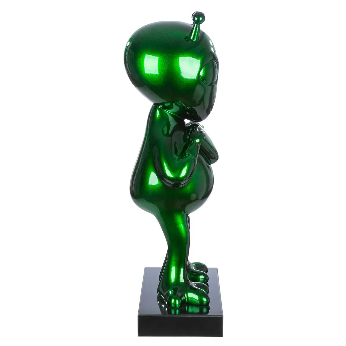 Skulptur – Grüner Marmorglanz, Schwarzer Akzent, Edle Basis, 68 cm - Allen | Gilde
