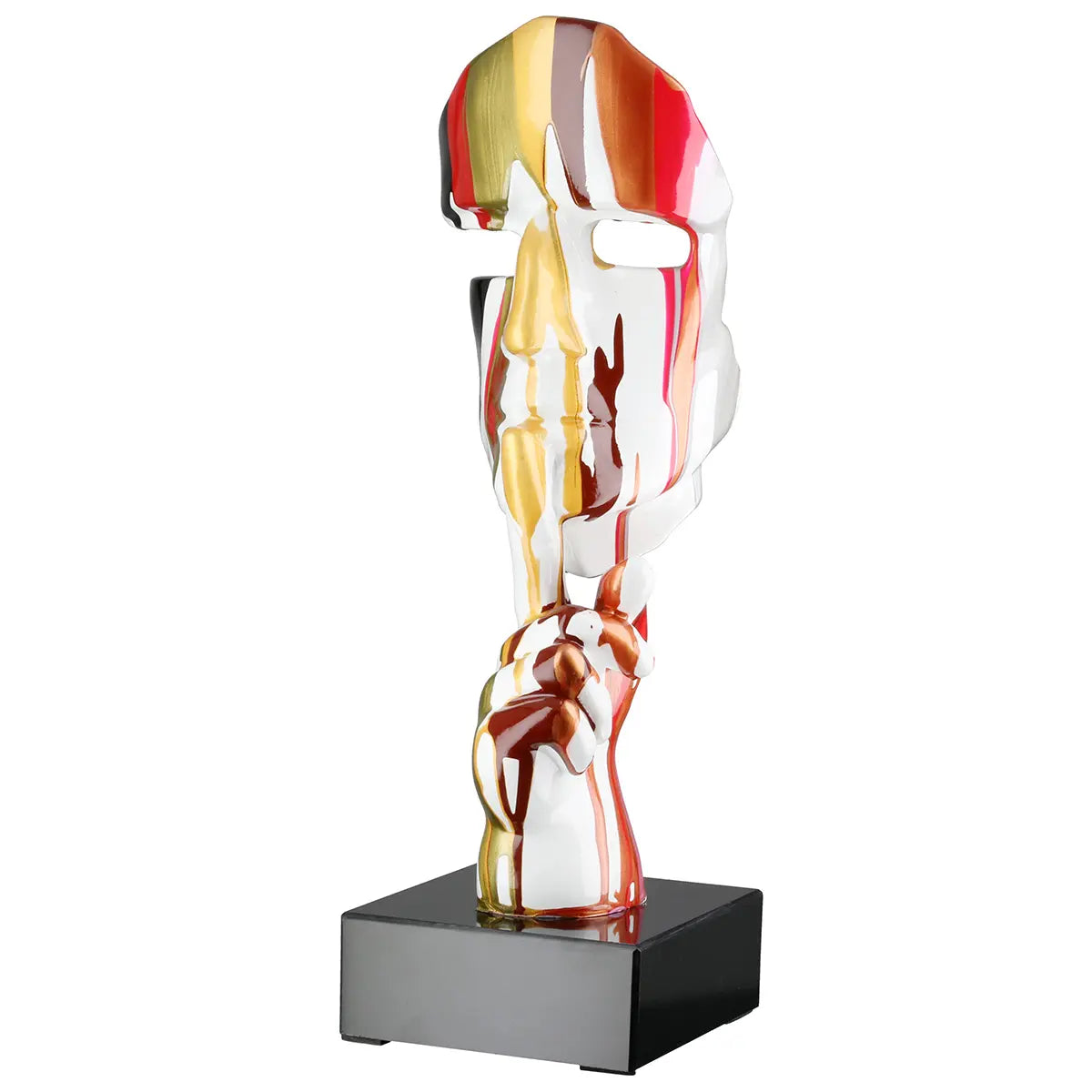 Skulptur – Ausdrucksstarkes Gesicht, Glänzende Veredelung, Edler Sockel, 41 cm - Colorful Silence | Gilde