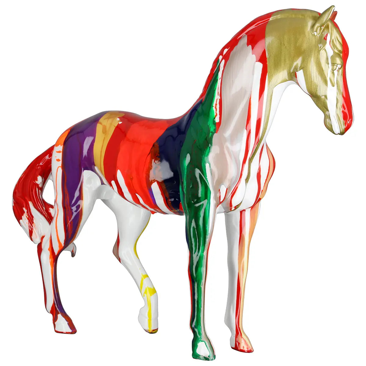 Dekofigur – Bunte Pferdekunst, Glänzende Veredelung, Filzgleiter, 31 cm - Cavallo | Gilde
