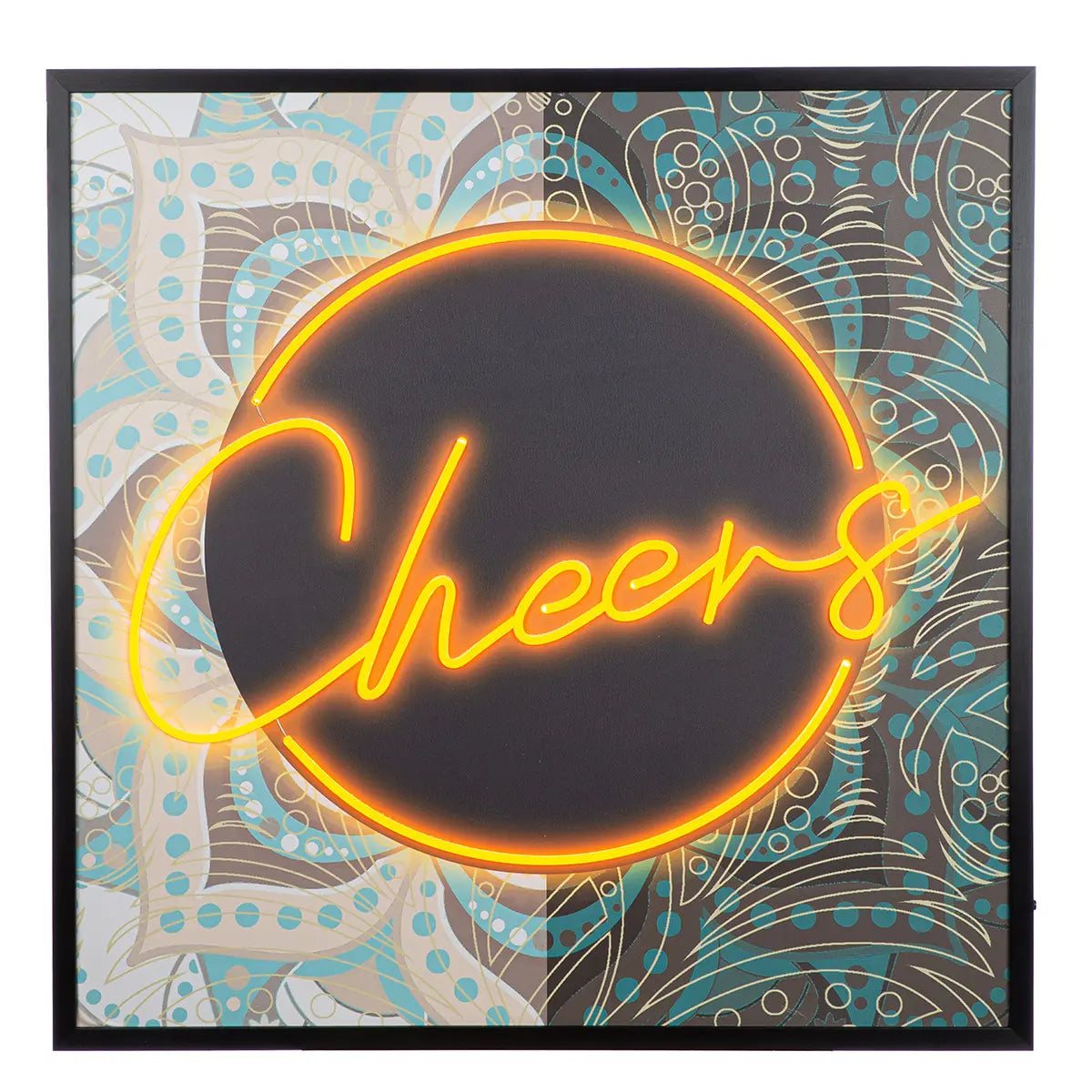 Wandbild – Leuchtender Schriftzug, Bemalte Leinwand, Gerahmtes Design, 83 cm - Cheers | Gilde