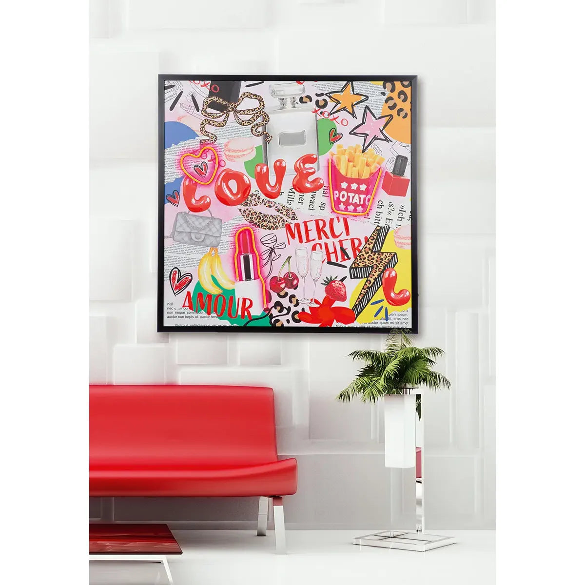 Wandbild – Bunte Popkunst, Bemalte Leinwand, Gerahmtes Design, 83 cm - Ooh Lala | Gilde