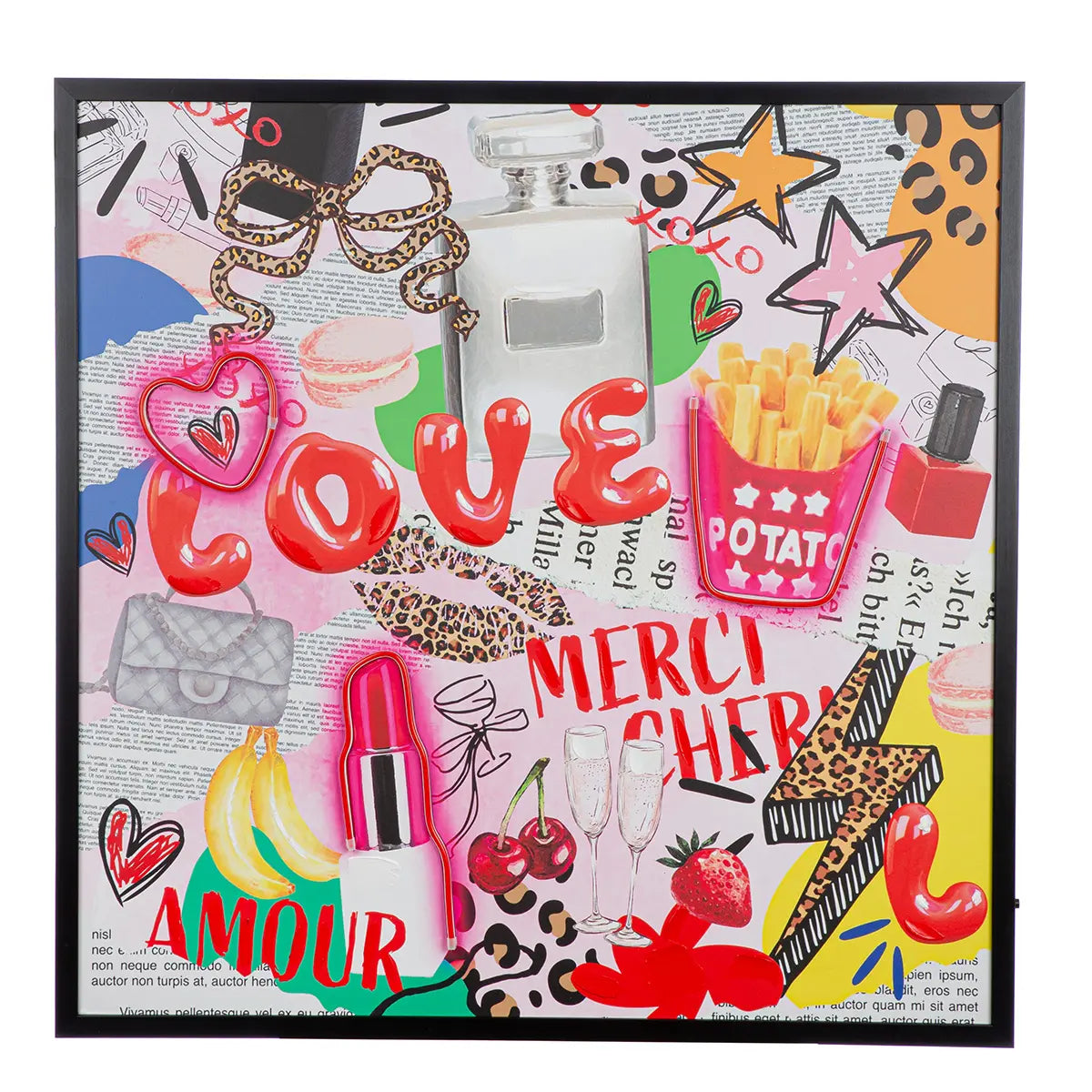 Wandbild – Bunte Popkunst, Bemalte Leinwand, Gerahmtes Design, 83 cm - Ooh Lala | Gilde