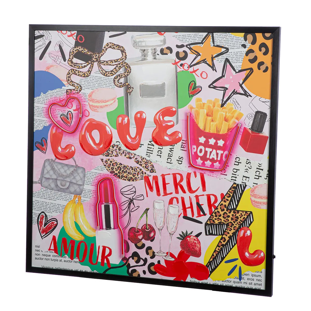 Wandbild – Bunte Popkunst, Bemalte Leinwand, Gerahmtes Design, 83 cm - Ooh Lala | Gilde