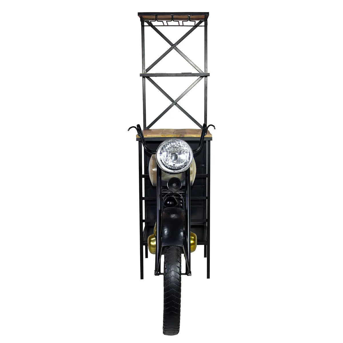 Hausbar – Motorradform, Schwarzes Eisen, Mangoholz, 180 cm - Motorrad | Gilde