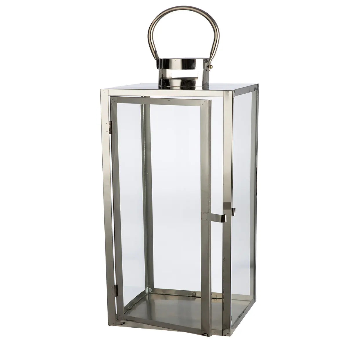 Laterne – Glänzender Edelstahl, Klare Einsätze, Rechteckige Form, 25 cm - Agento | Gilde
