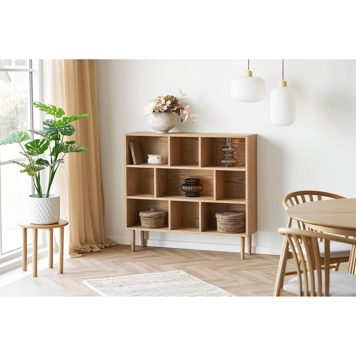 Pendant Light - Glass Shade, Wood Detail, White Design - Argalo | House Nordic