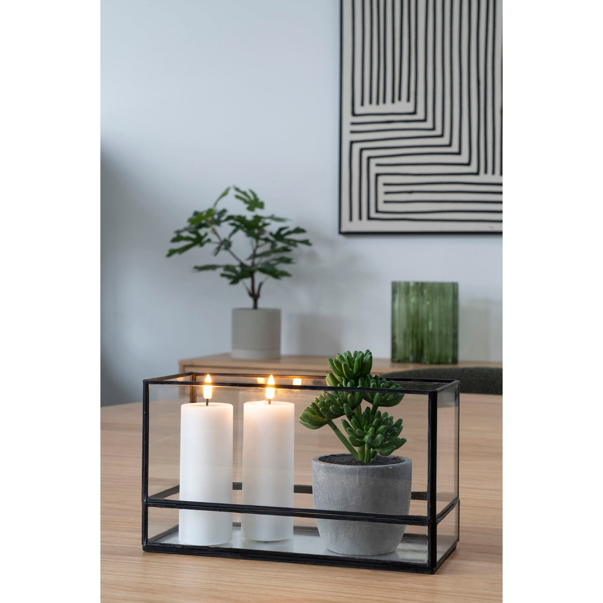 Candle Holder - Glass Metal, Clean Lines, Hurricane Shape, Elegant Appearance - Hurricane | House Nordic