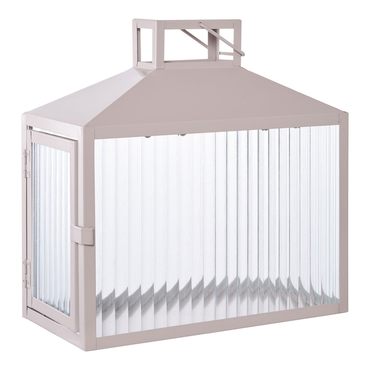 Laterne – Metallrahmen, Glasabdeckung, Beige-Graues Finish - Lucca | House Nordic