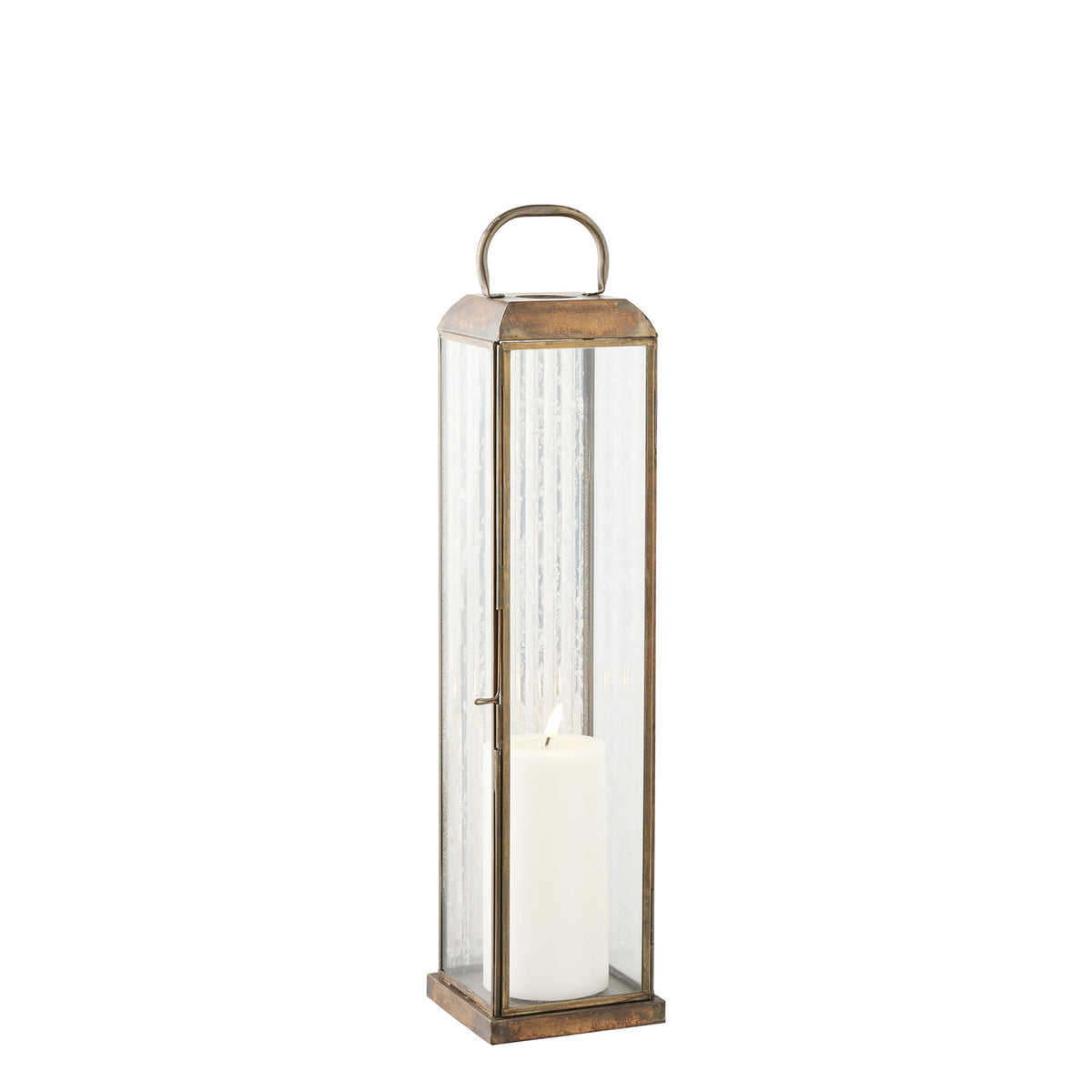 Lantern - Glass housing, metal frame, antique brass look - Herslev | House Nordic