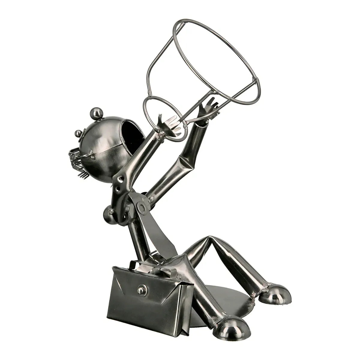 Flaschenhalter – Geschäftsmannform, Vernickeltes Metall, Silberfarbener Glanz, 25 cm - Geschäftsmann | Gilde