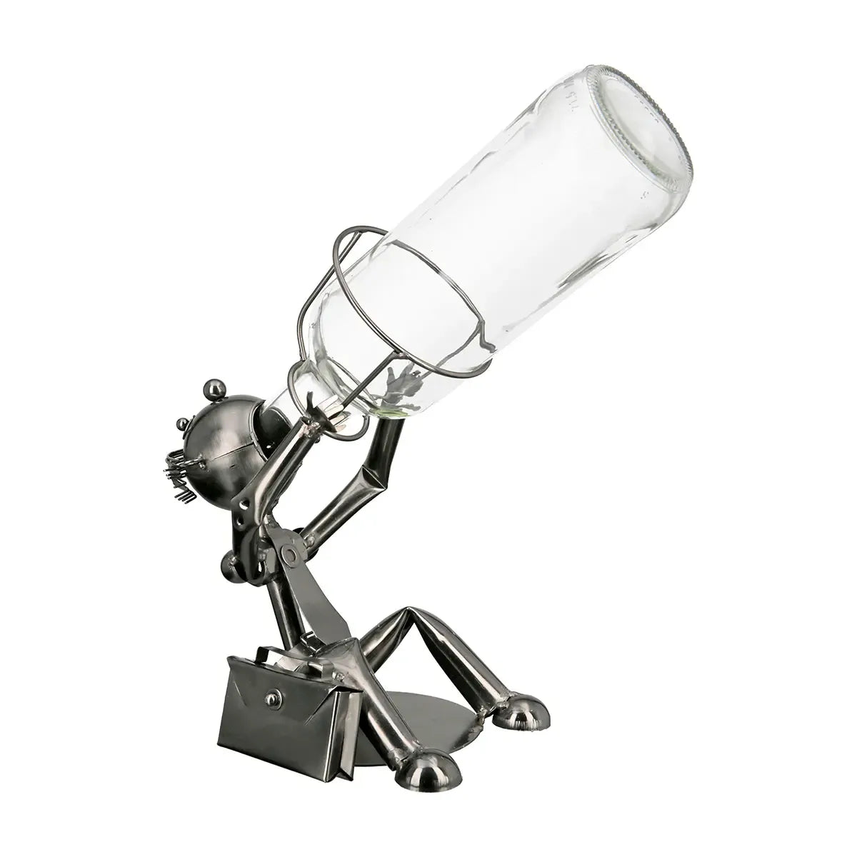 Flaschenhalter – Geschäftsmannform, Vernickeltes Metall, Silberfarbener Glanz, 25 cm - Geschäftsmann | Gilde