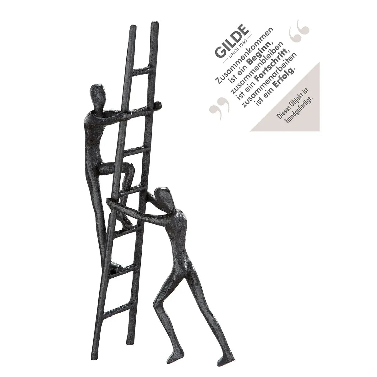 Skulptur – Symbolische Gestaltung, Strukturierte Eisenoberfläche, Edler Braunton, 23,5 cm - Teamwork | Gilde