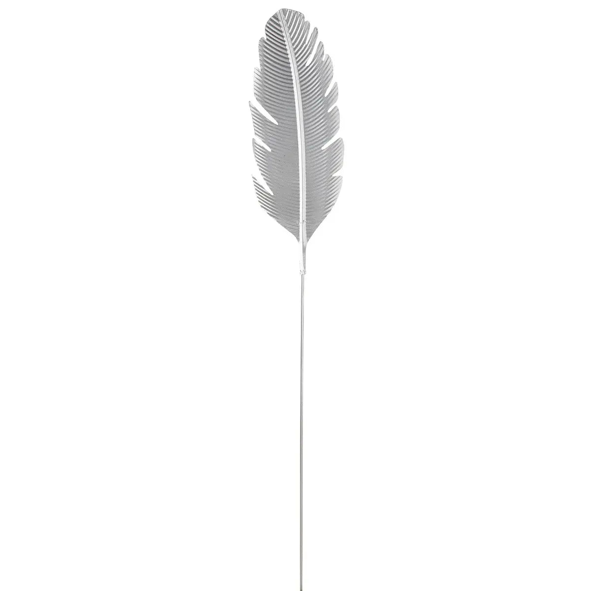 Gartenstecker – Edles Palmblatt, Silberfarbenes Metall, Wetterfeste Ausführung, 113 cm - Palmblatt | Gilde