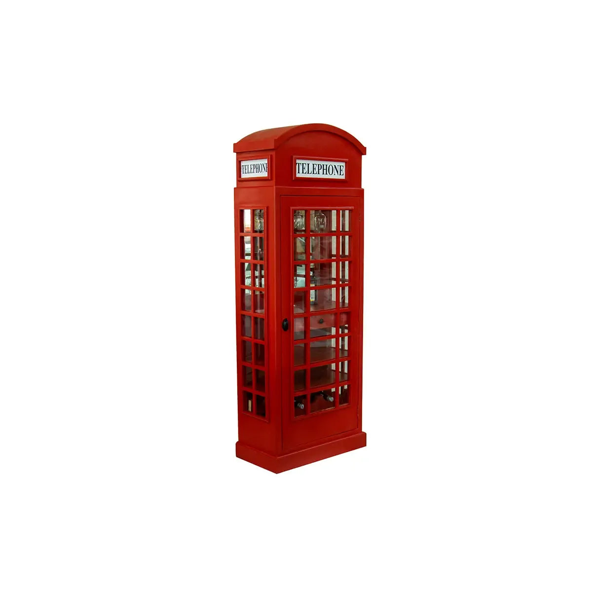 Weinregal – Rotes Mangoholz, Recyceltes Material, Ikonische Telefonzelle, 200 cm - Telefonzelle | Gilde