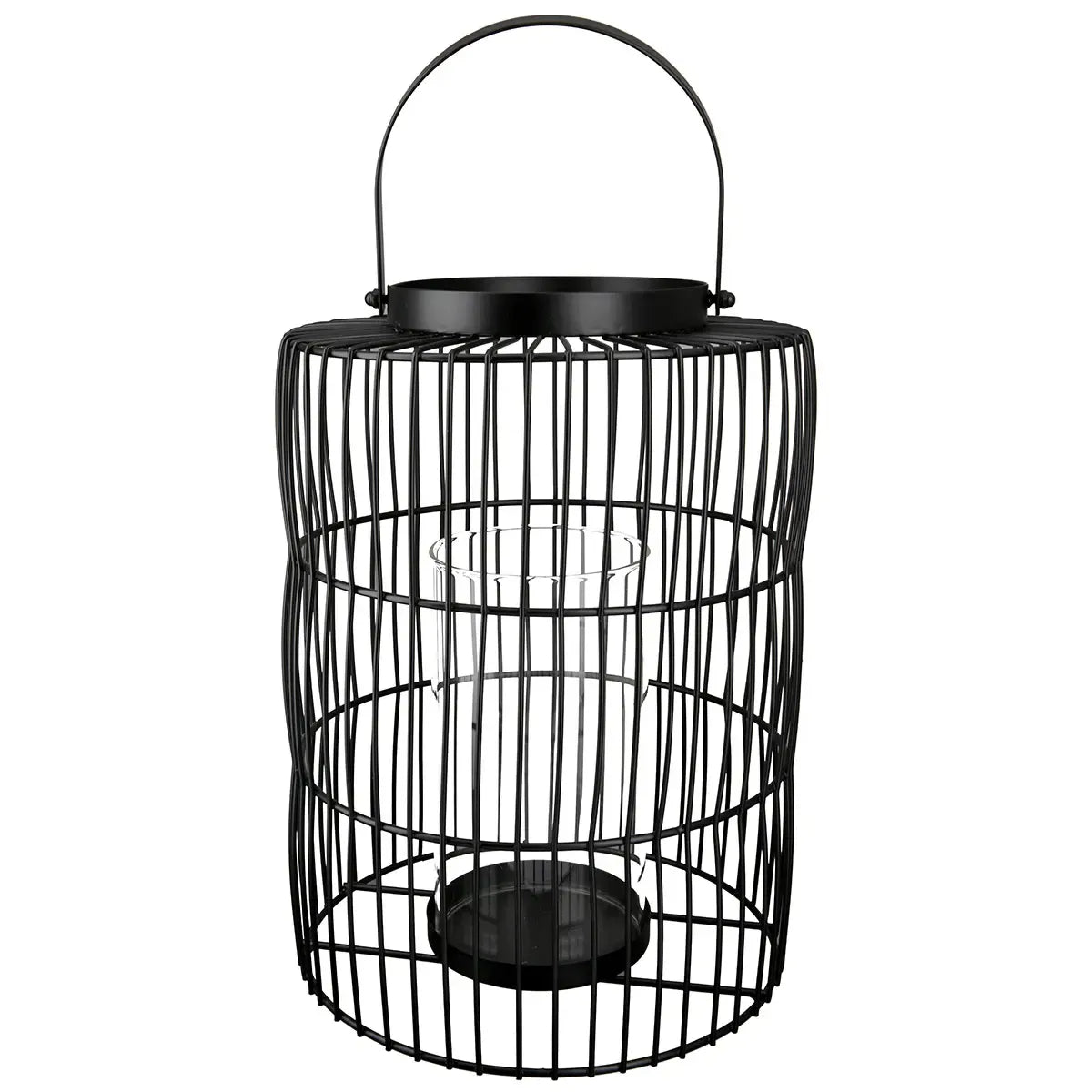 Windlicht – Schwarzes Metall, Elegante Bühne, Stilvoller Glaseinsatz, 35 cm - Stage | Gilde