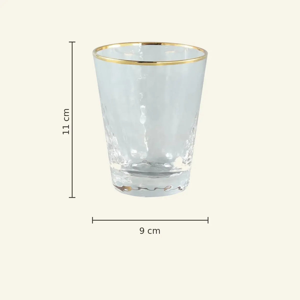 Wasserglas – Klares Glas, Goldener Rand, 11 cm hoch - Mylene | PTMD