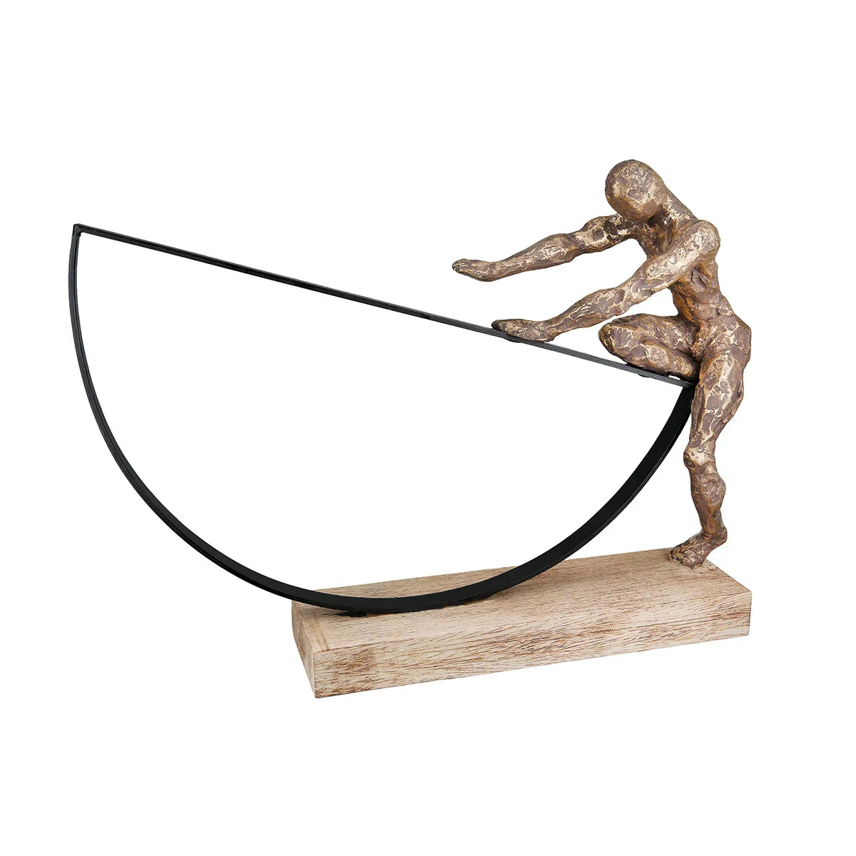 Skulptur – Kletternde Figur, Gebogene Bogenform, Mangoholz Sockel - Uphill | Gilde
