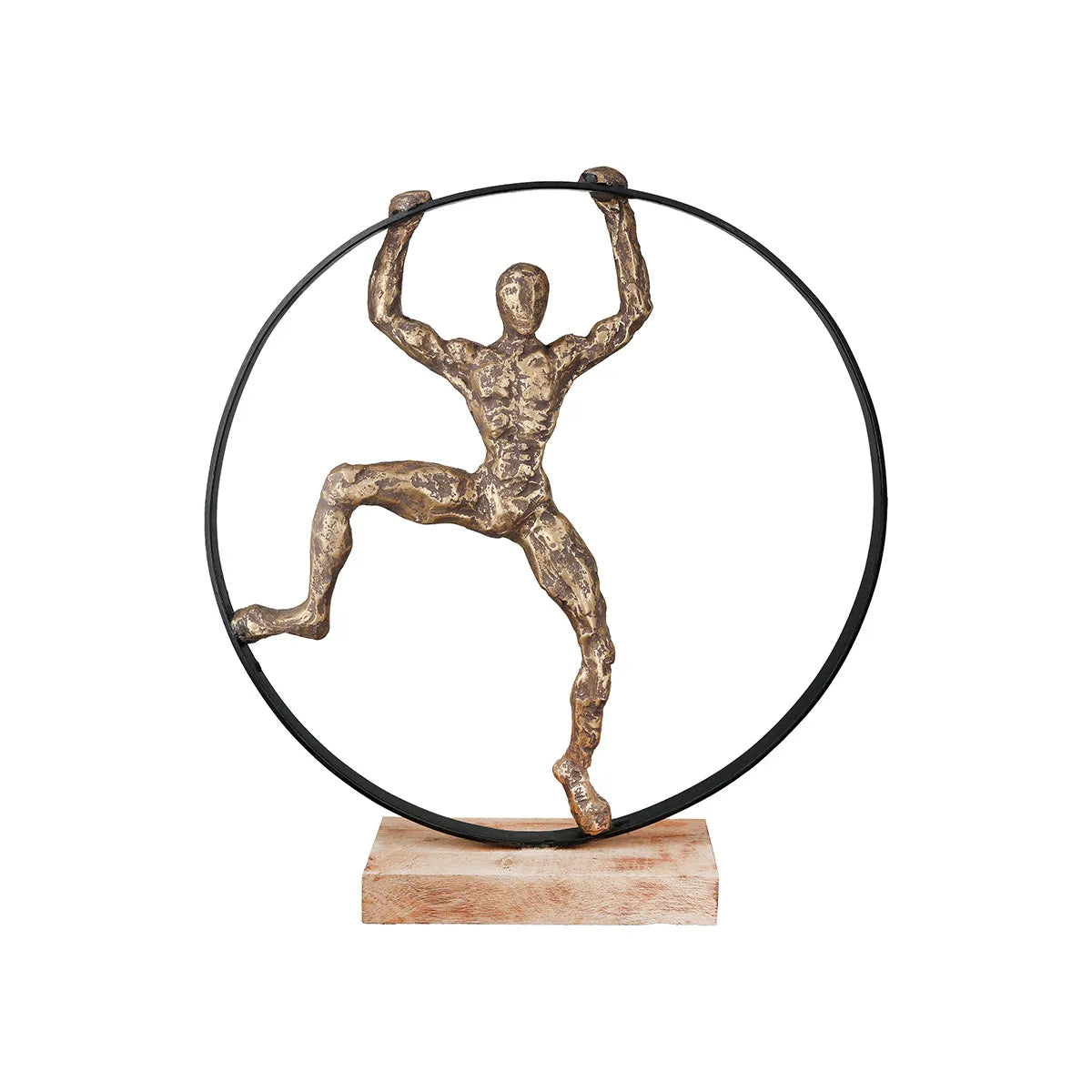 Skulptur – Dynamische Pose, Runde Rahmenform, Mangoholz Sockel - Pose | Gilde