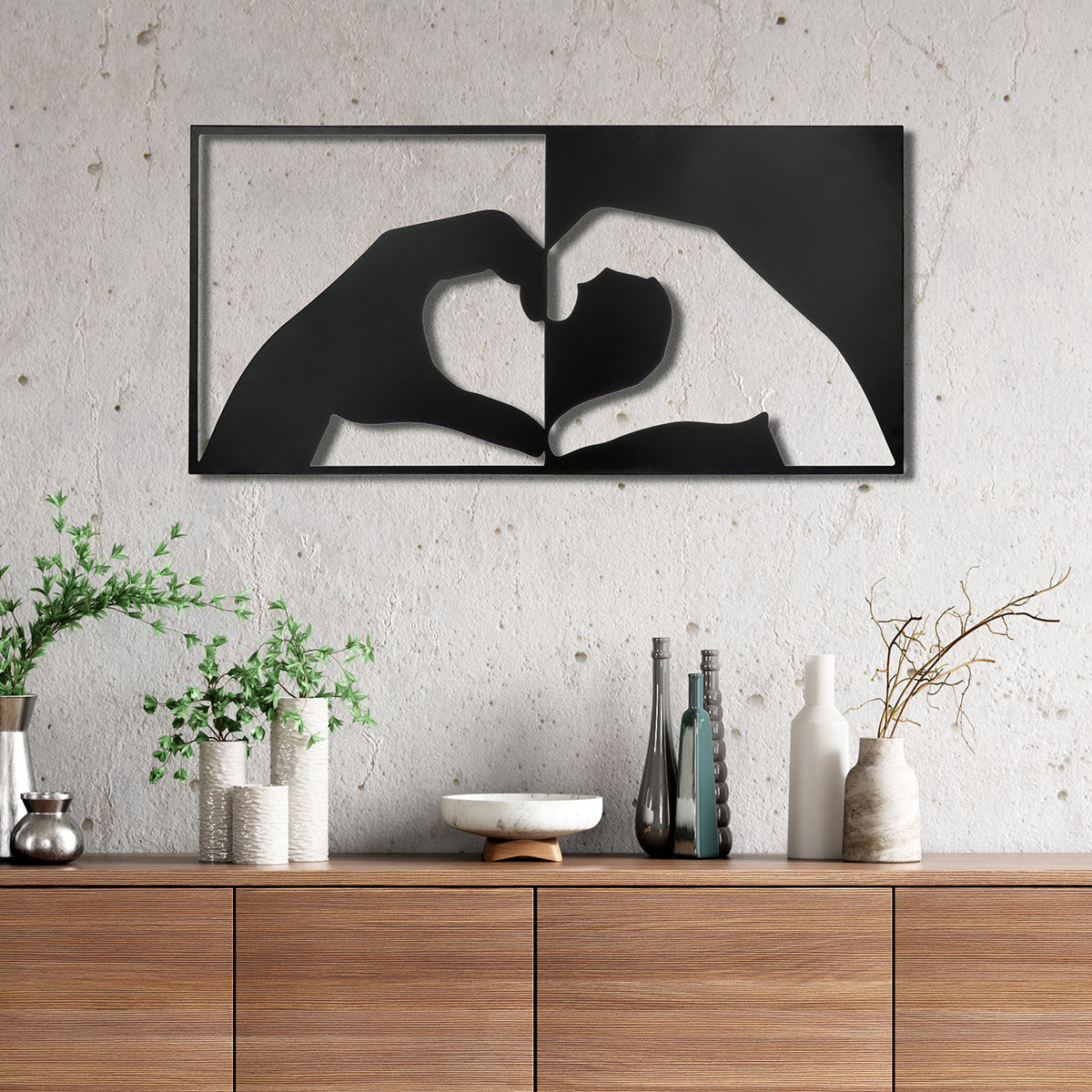 Wandrelief – Herz Motiv, Hände Silhouette, Zweiteiliges Design - Heart | Gilde