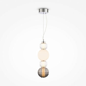 Pendelleuchte mit Chrom - Metallbasis, transparentem Glas und geometrischem Muster im modernen Design – Collar | Maytoni - Esszett Luxury | Stilvolles Wohnen mit Charakter