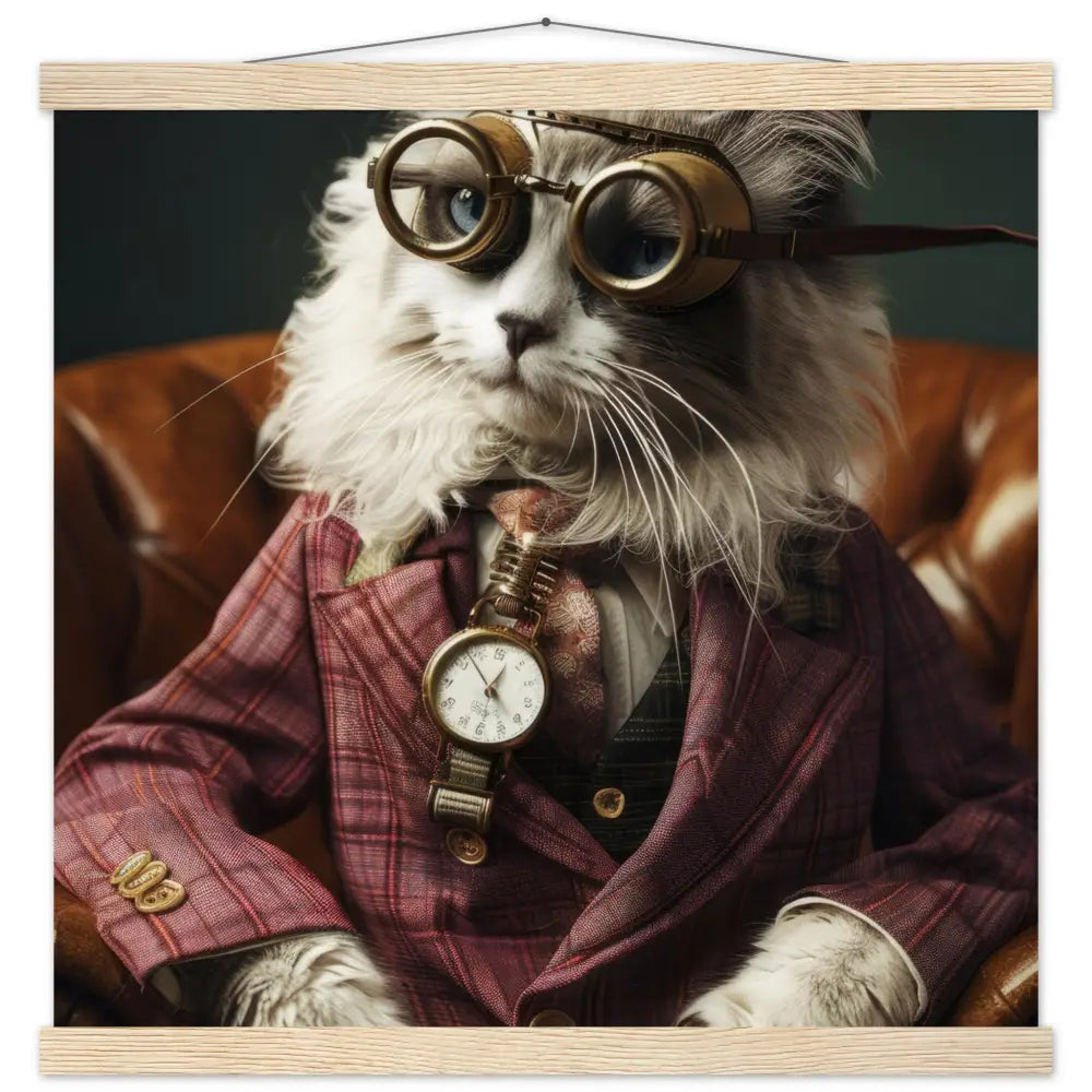 Schulposter – LaPerm Katze, Steampunk-Outfit, Retro-Brille | St Tropez Art