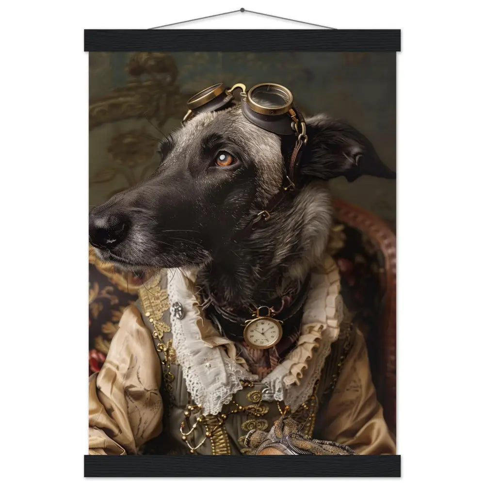 School poster Anatolian Shepherd Dog, steampunk style, antique bronze clock, robust glasses | St Tropez Art
