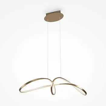 Pendant lamp made of gold-colored rectangular frame with crystal diffusers and LED – Curve | Maytoni