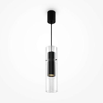 Pendelleuchte Matt - Schwarzes geriffeltes Aluminium Klarer Glasschirm & GU10 - Fassung – Dynamics | Maytoni - Esszett Luxury | Stilvolles Wohnen mit Charakter