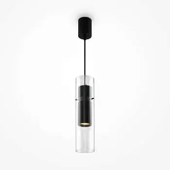 Pendant Light Matt Black Ribbed Aluminum Clear Glass Shade & GU10 Socket – Dynamics | Maytoni