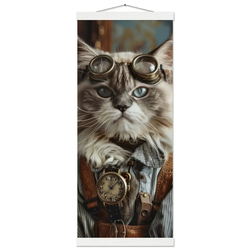 School Poster - Siberian Cat, Steampunk Outfit, Glasses | St Tropez Art