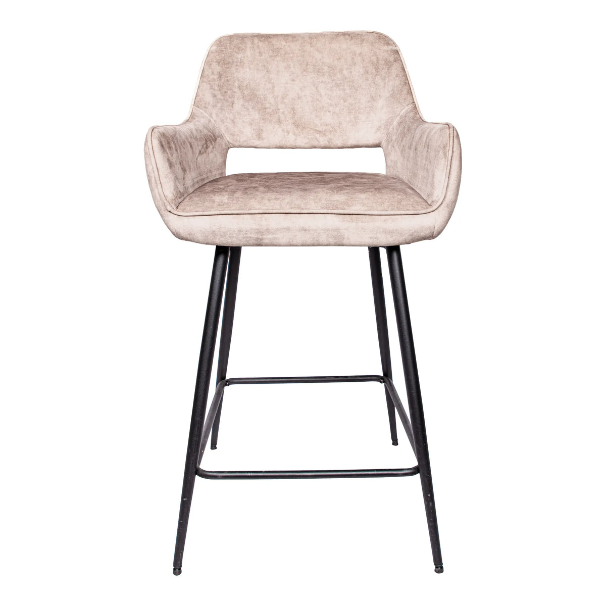 Velvet & Metal Bar Stool with Armrests – Fal | PTMD