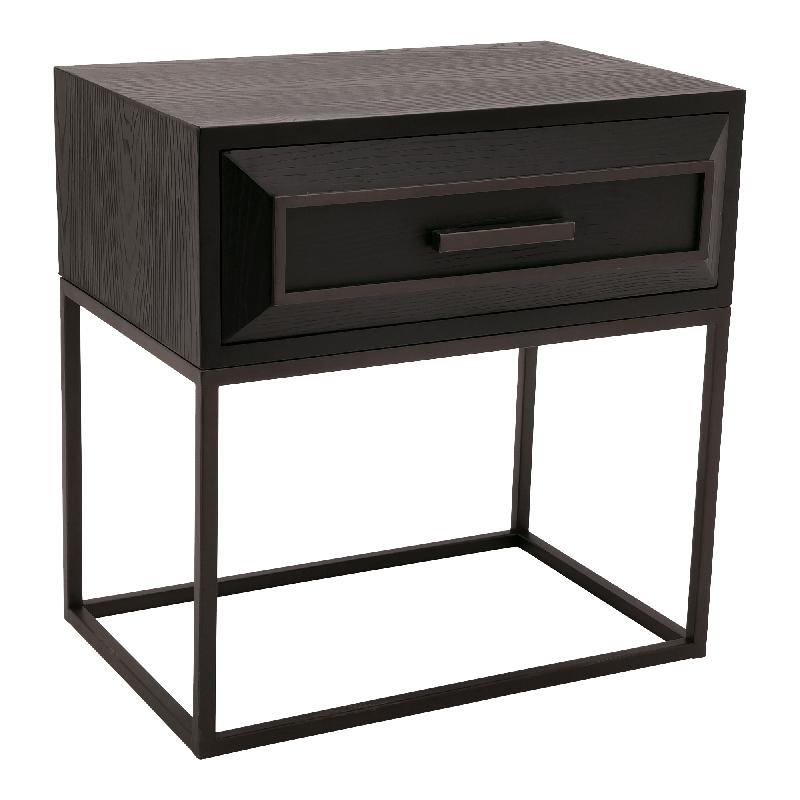 Nachttisch – schwarze Oberfläche, Holz Material, Eisen Gestell – Lixly | PTMD