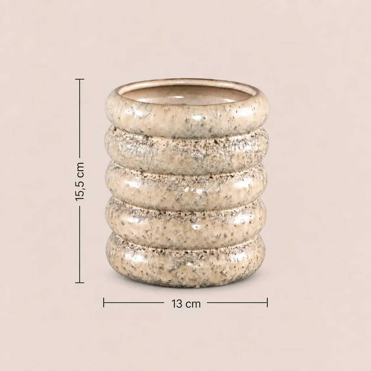 Ceramic Pot, tall, cream glazed with layered structure M – Neda | PTMD