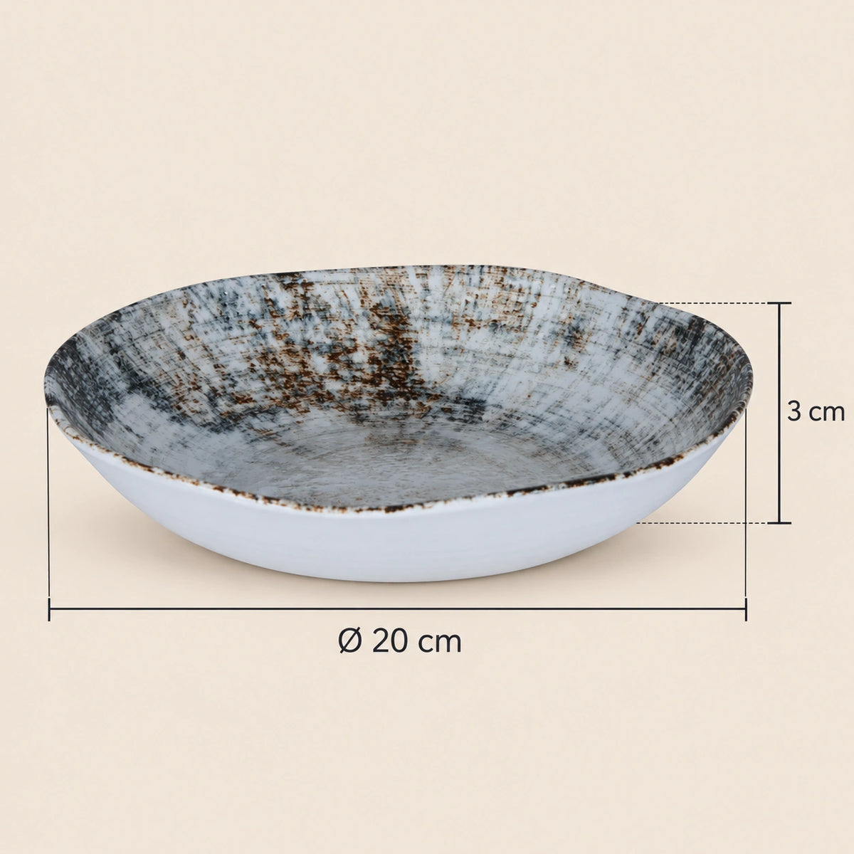 Teller – Weißes Porzellan, Gemischtes Design, Schlichte Optik, 20 cm - Kaylaa | PTMD