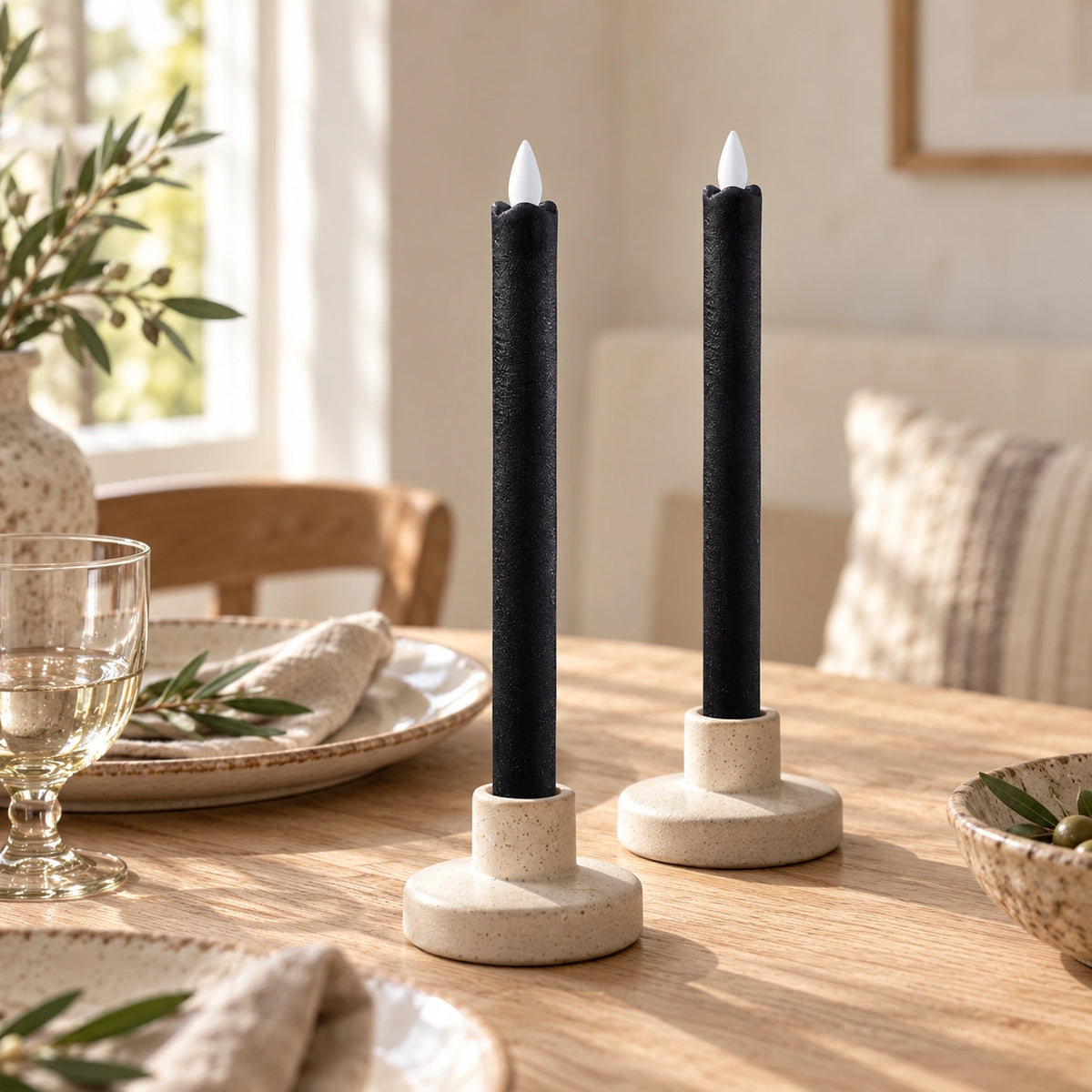 LED taper candle with moving flame and timer function battery operated - Led | PTMD