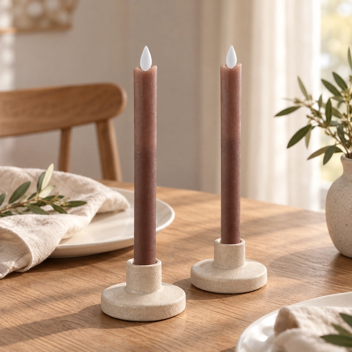 LED taper candle with moving flame and timer function battery operated - Led | PTMD