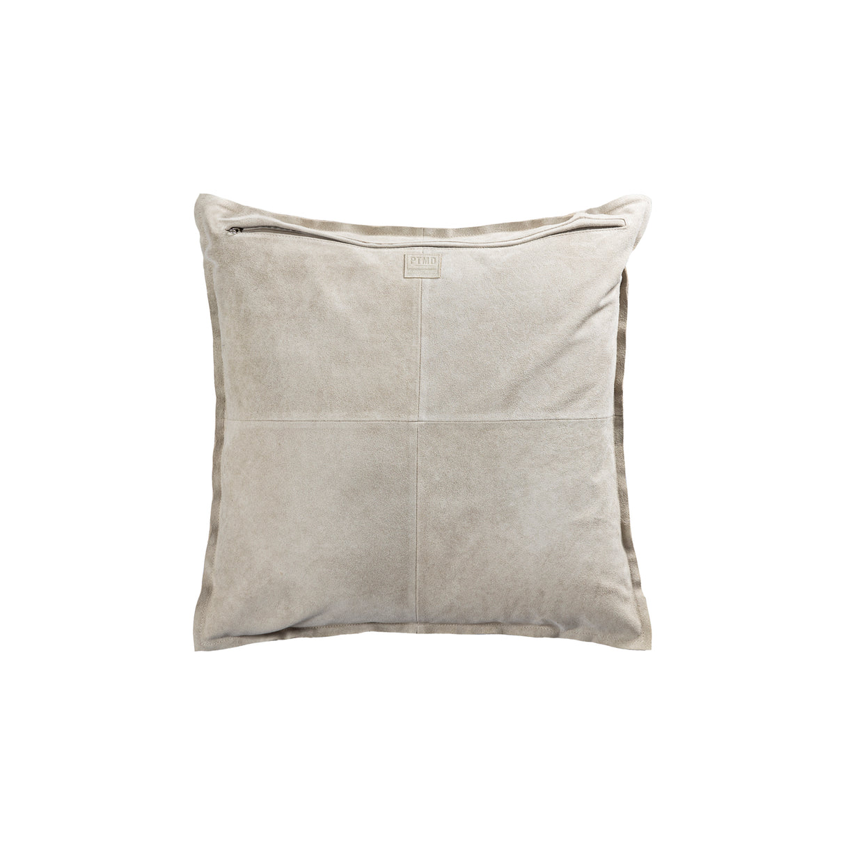 Kissen Taupe aus Wildleder mit Karomuster und Reißverschluss L – Cobie | PTMD - Esszett Luxury | Stilvolles Wohnen mit Charakter