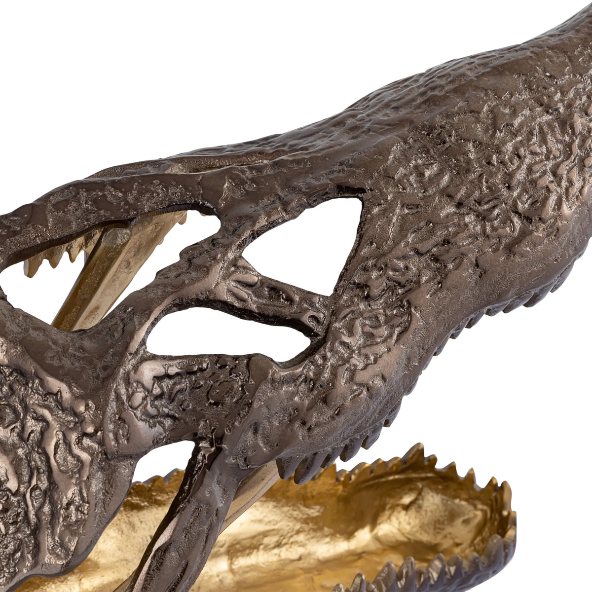 Skulptur – Krokodil-Design, Braunes Metall, Stehende Ausführung, L - Lizee | PTMD