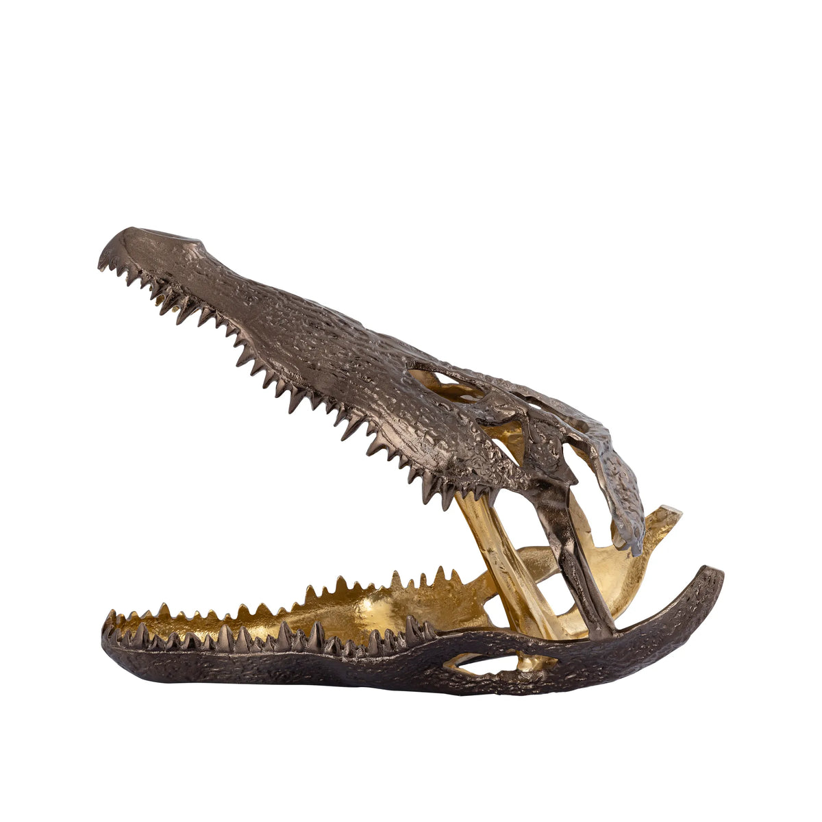 Skulptur – Krokodil-Design, Braunes Metall, Stehende Ausführung, L - Lizee | PTMD