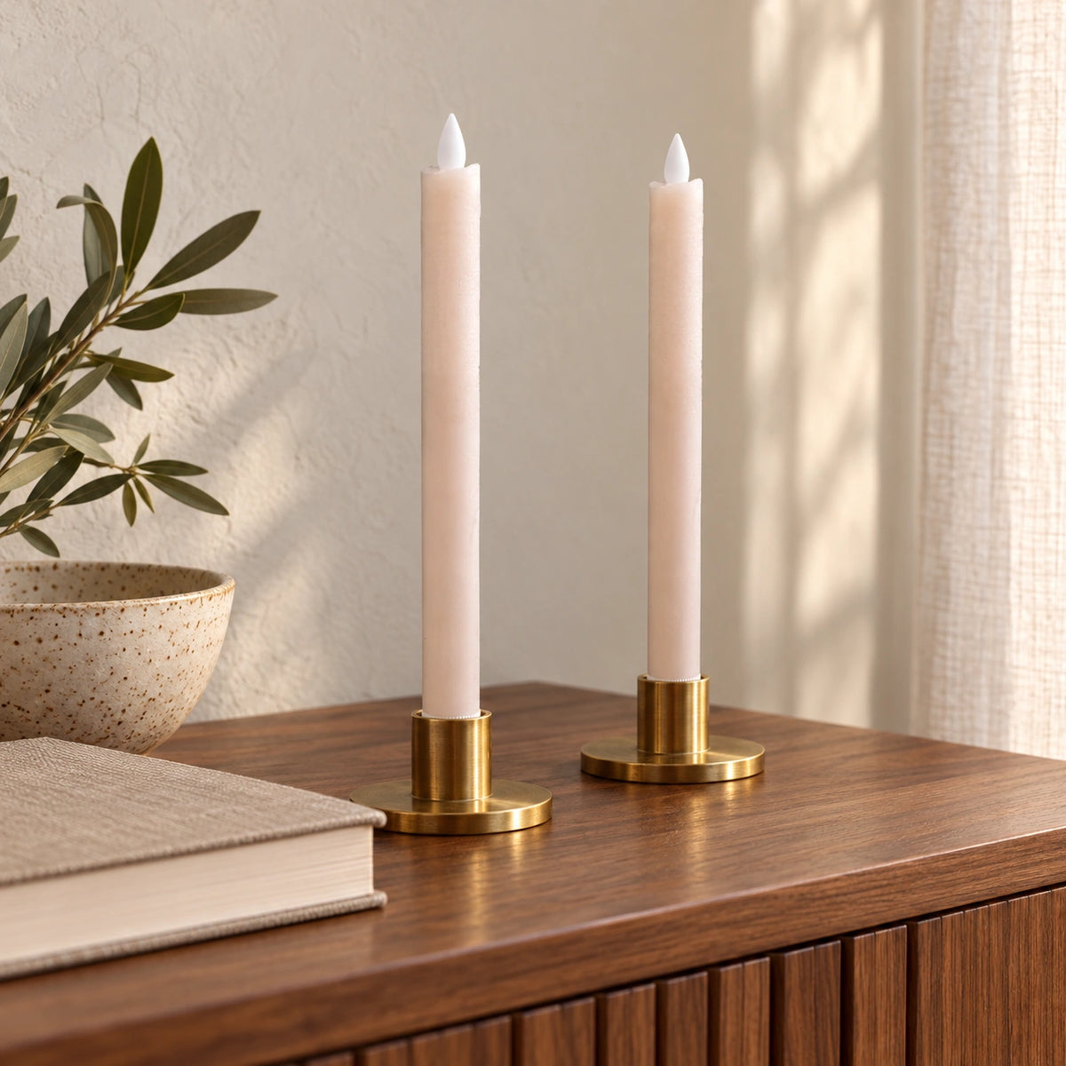 LED taper candle with moving flame and timer function battery operated - Led | PTMD