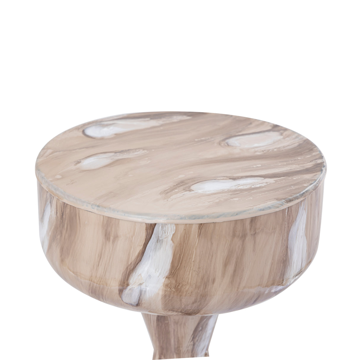 Side table – Iron, round, cream, glossy, hand-finished, S – Maran Cream | PTMD