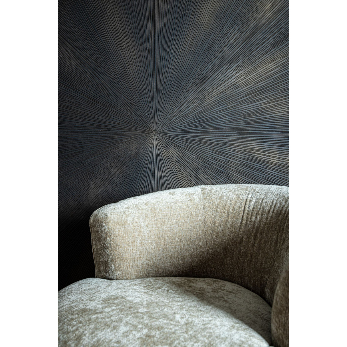 Wandpaneel – Geschnitztes Design, Runde Form, MDF Material, Schwarz – Zapp | PTMD