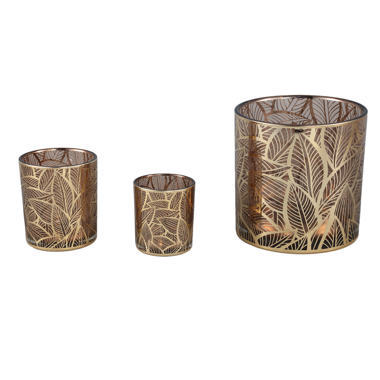 Windlicht aus Glas mit Blattmuster & Goldfinish L – Sariska | PTMD - Esszett Luxury | Stilvolles Wohnen mit Charakter
