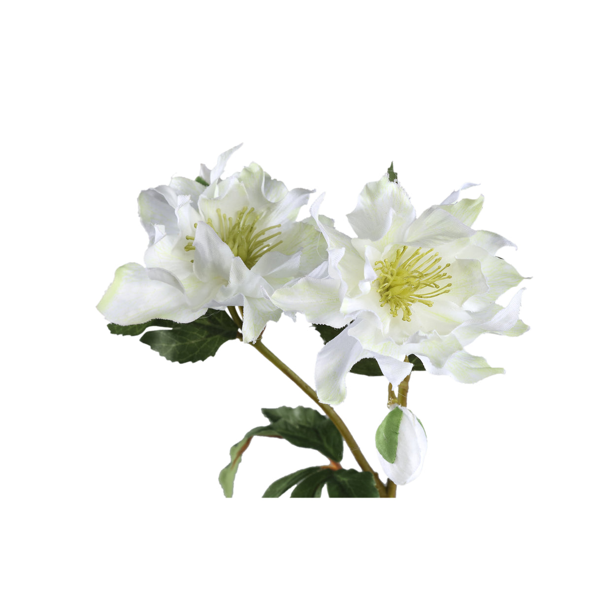 Rose flower – White rose, 2 buds, iron metal, polyester fabric | PTMD