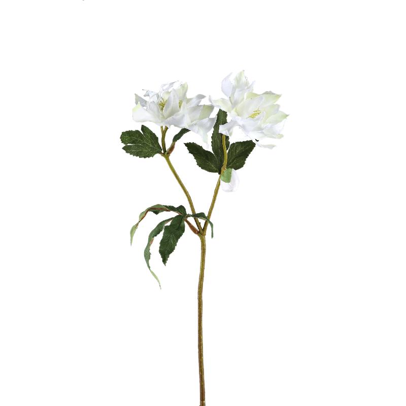 Rose flower – White rose, 2 buds, iron metal, polyester fabric | PTMD