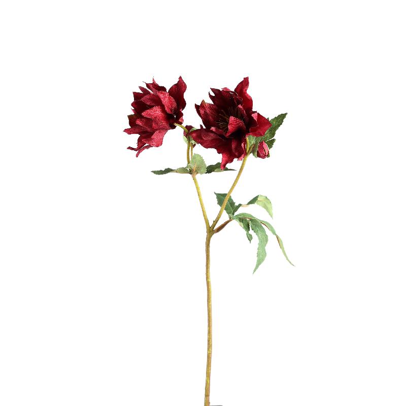 Rosebud – Burgundy Rose, 2 buds, Iron Metal, PE Plastic | PTMD
